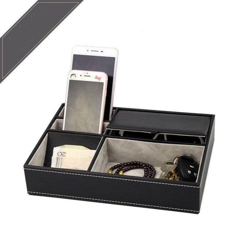 Leather-Look Valet Tray | Bedside & Desk Organiser for Men — view 4