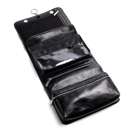 Luxury Hanging Leather Toiletry Bag | Italian Calf Leather | Gift for Men